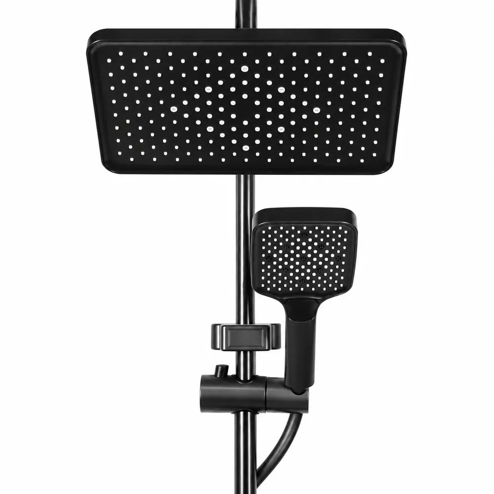 Colonne de douche multifonction noir mat avec tablette en verre – Image 5