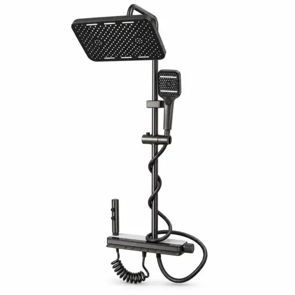 Colonne de douche multifonction noir mat avec pommeau rectangulaire