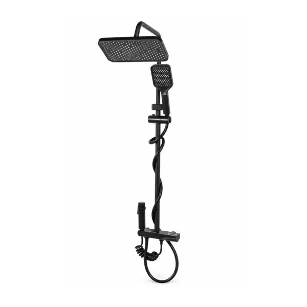 Colonne de douche multifonction noir mat avec panneau de commande à 4 fonctions