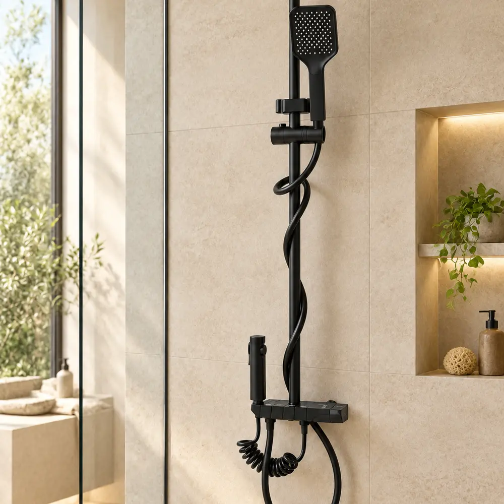Colonne de douche multifonction noir mat avec panneau de commande – Image 9