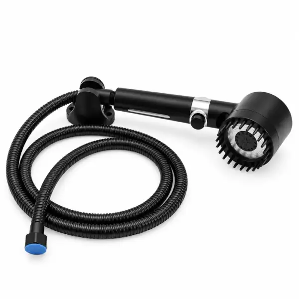 Douchette noire à tête ronde et picots longs avec flexible et support