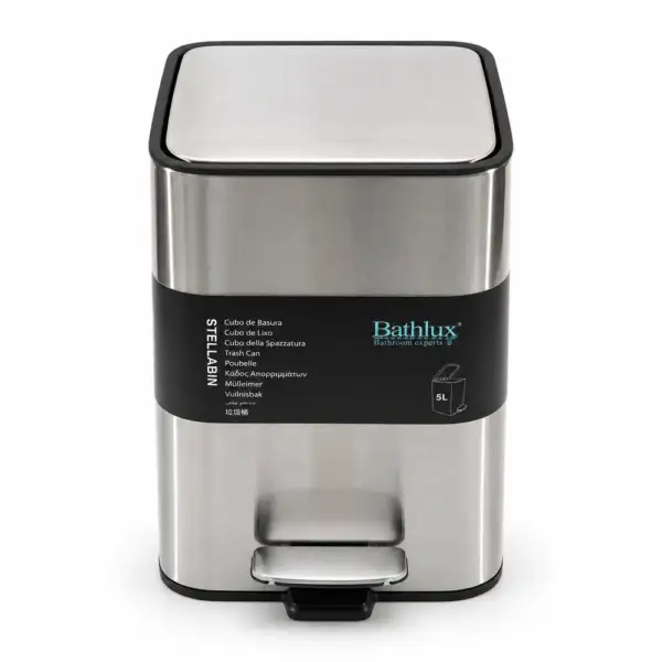 Poubelle à pédale rectangulaire 5 L Bathlux STELLABIN – Finition inox brossé